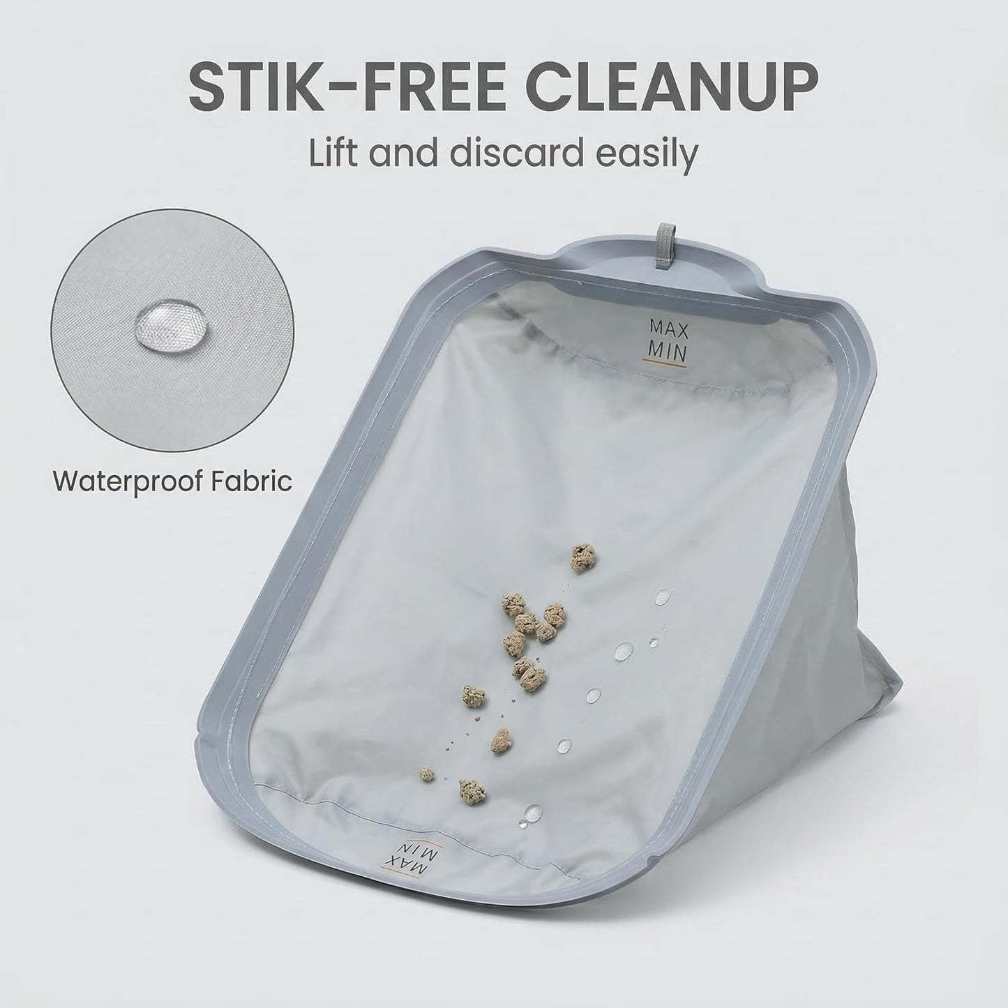 Checpurry self cleaning cat litter box liner detailing the anti stick surface texture.