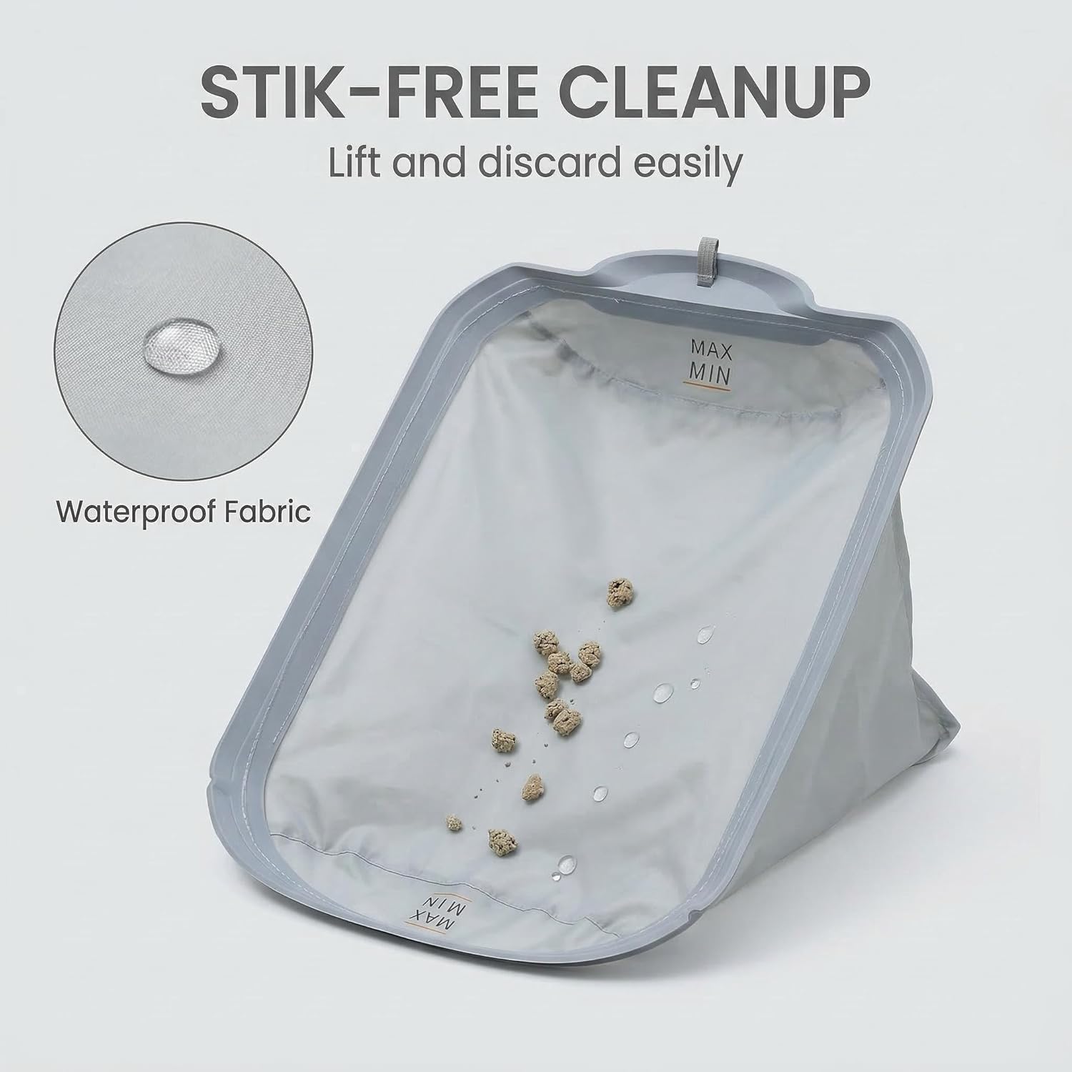 Checpurry self cleaning cat litter box liner detailing the anti stick surface texture.