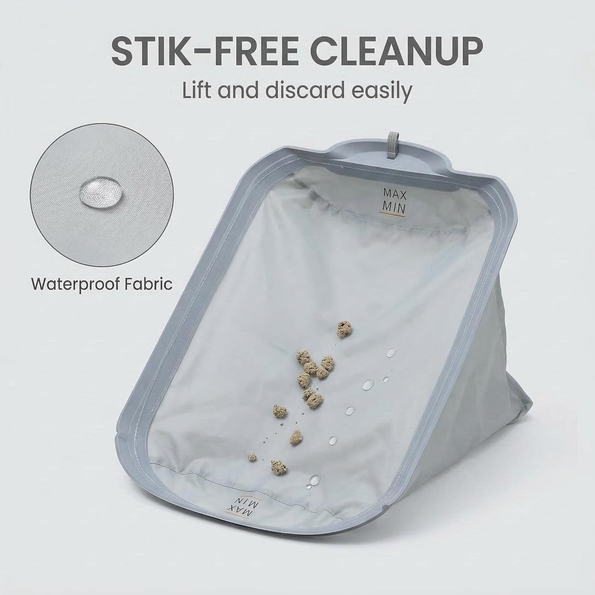 Checpurry self cleaning cat litter box liner detailing the anti stick surface texture.