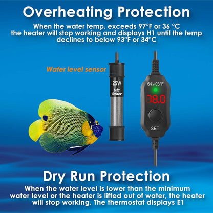 Side profile of AquaMiracle super short fish heater