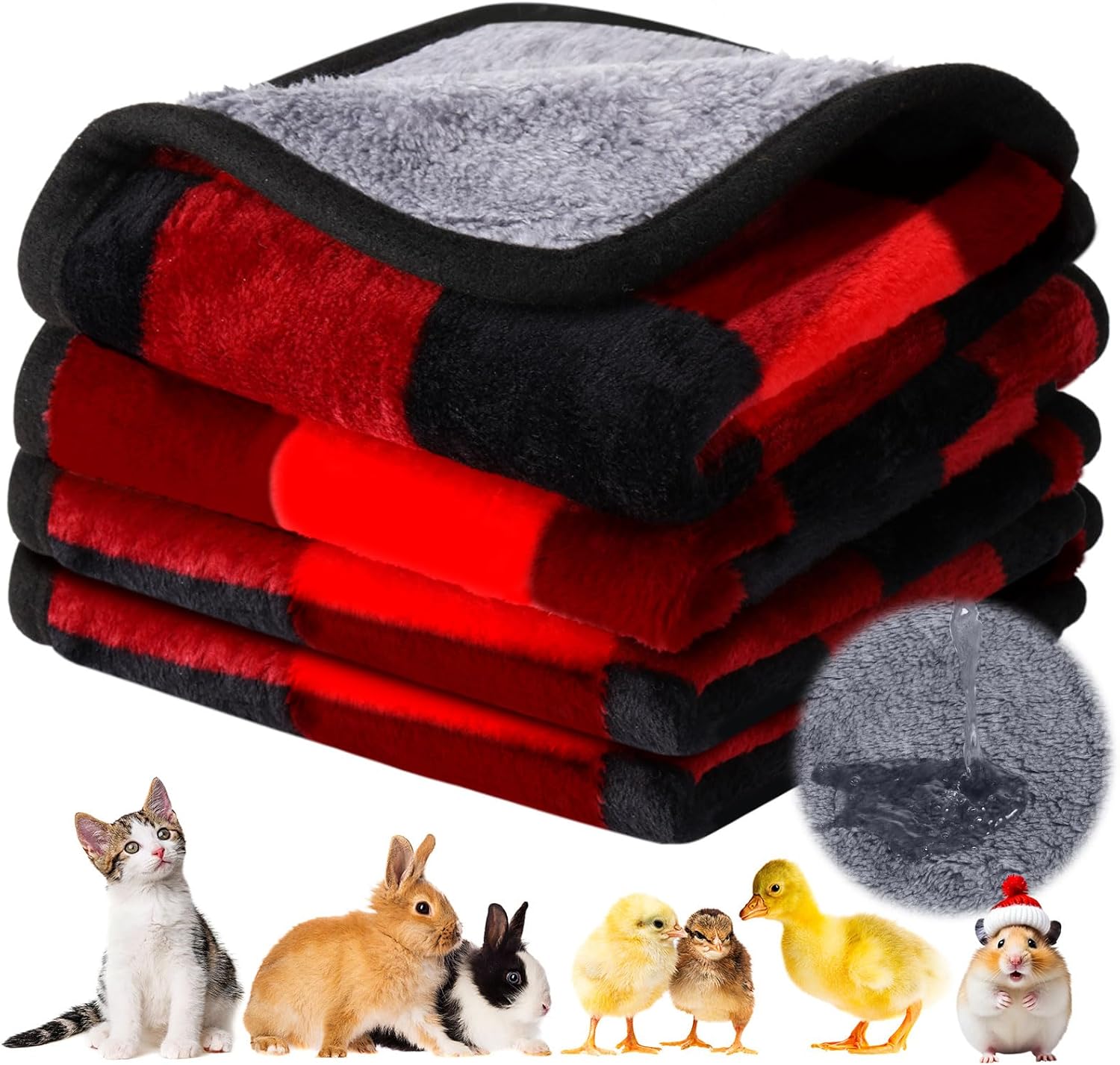 Reginary 4 Pcs Waterproof Guinea Pig Blankets Washable Small Animal Fleece Bedding Absorbent Guinea Pig Cage Liners Reusable Training Pee Pad Pet Sleep Mat for Hamster(Cute Star Pattern,12 x 12 Inch) - Image 11