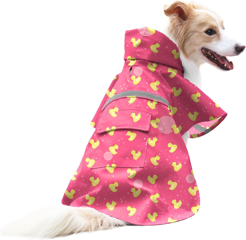 NACOCO Large Dog Raincoat Adjustable Pet Water Proof Clothes Lightweight Rain Jacket Poncho Hoodies with Strip Reflective (XL, Pink) - Image 10