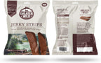 Large breed dog receiving a jerky strip reward.