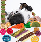 Handmade chew toys for hamsters and chinchillas distributed on flat surface