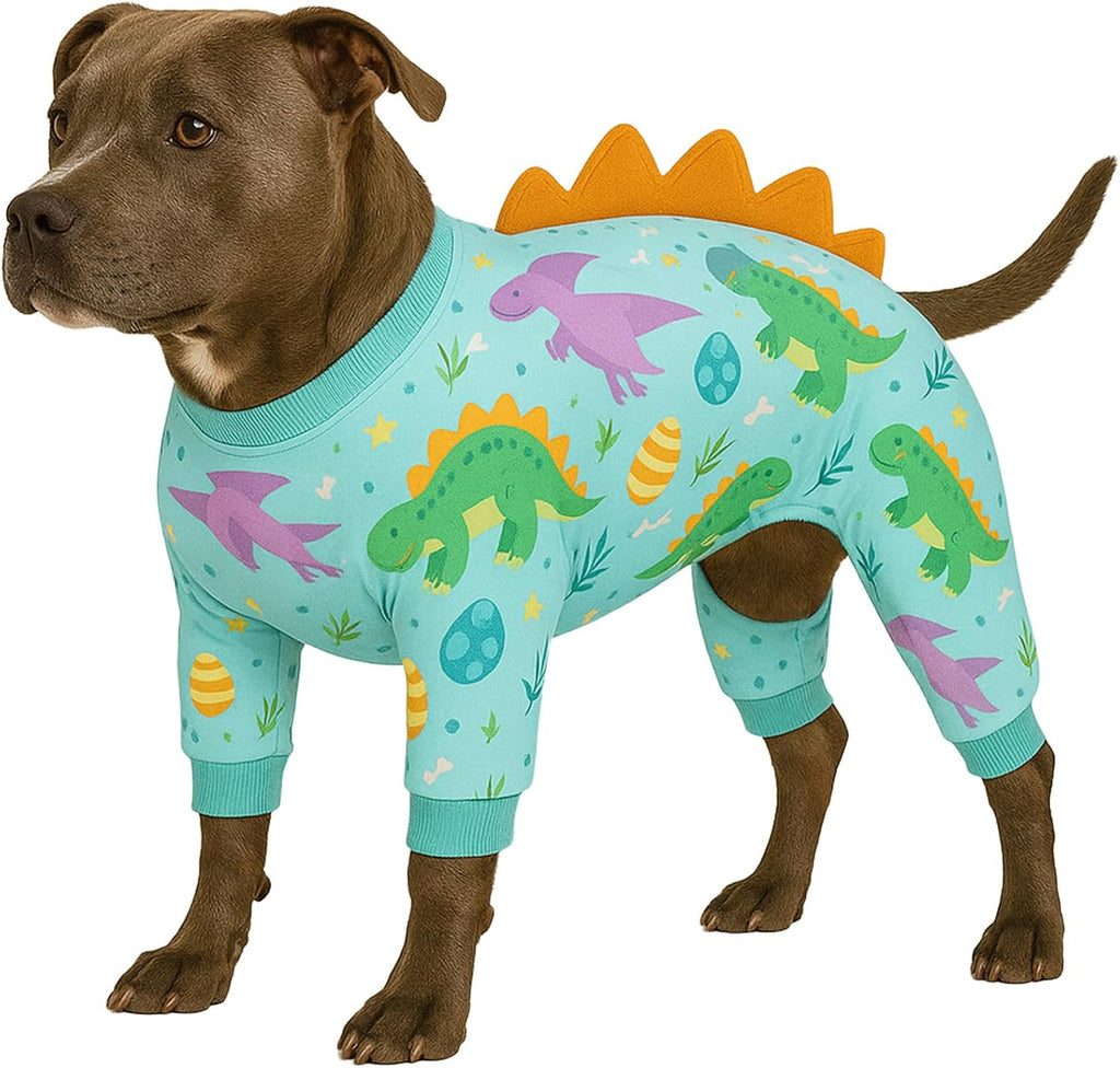 LovinPet Large Dog Pajamas, Four-Leg Stretch Onesie Bodysuit, Lightweight UV-Shielding Pajamas, Anti-Lick Calming Recovery Suit for Surgery, 3D Dino Wing Design with Soft Spikes Blue Purple XL - Image 13