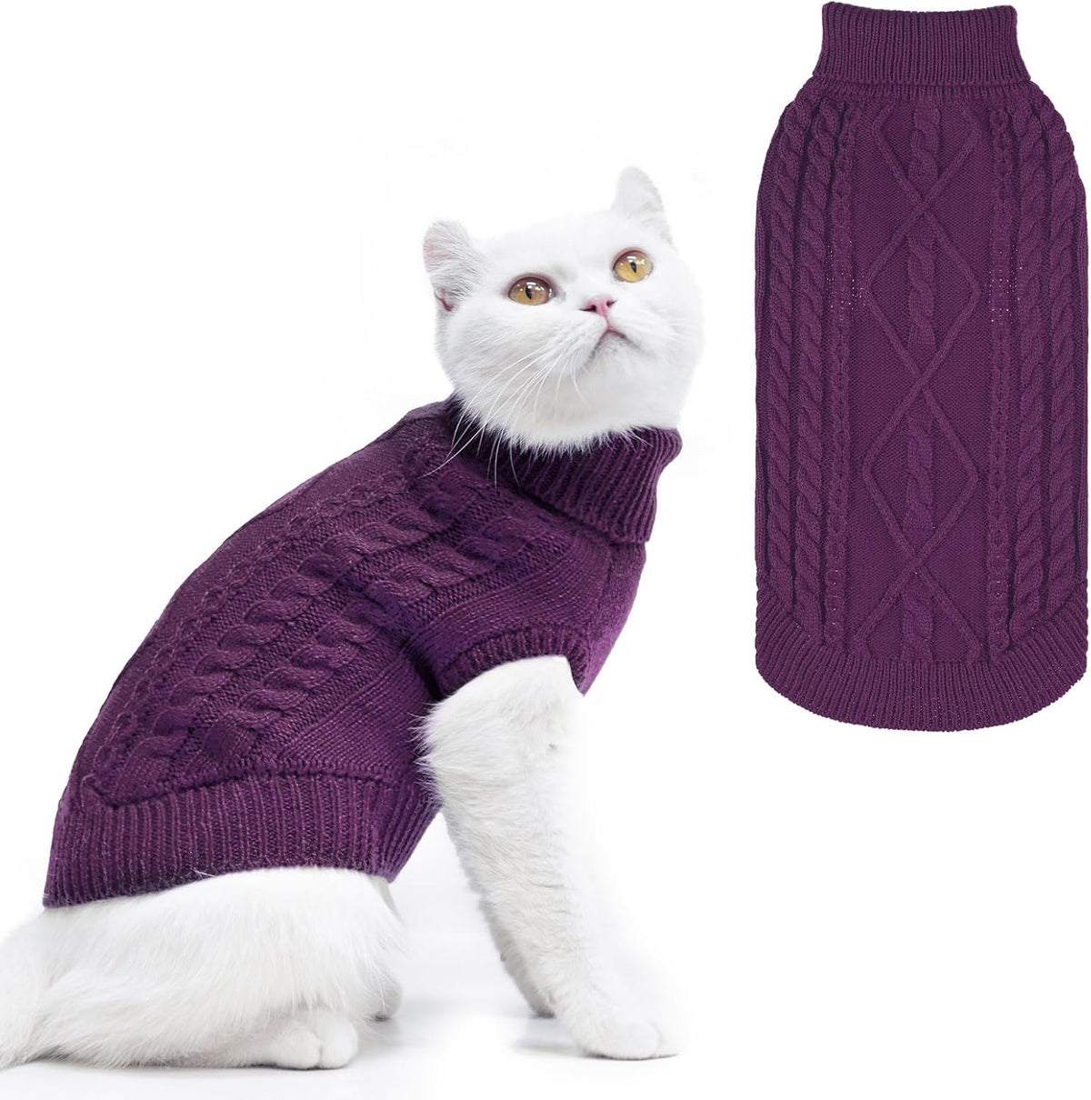 PUPTECK Winter Cat Sweater Coat - Soft Warm Cold Weather Clothes Knitwear for Kittens & Small Dogs Indoor Outdoor Wearing, Knitted Classic for Doggies Kitties Girls Boys, Black, M - Image 11