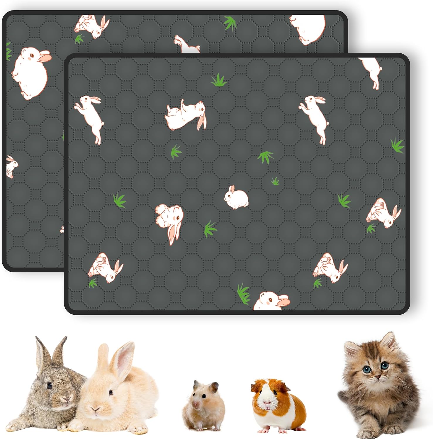2-Pack Guinea Pig Cage Liner, 24" x 47" Reusable Guinea Pig Bedding Washable Absorbent Pee Pads for Dogs Rabbit Chinchilla Hamster, Leakproof & Anti Slip - Image 13