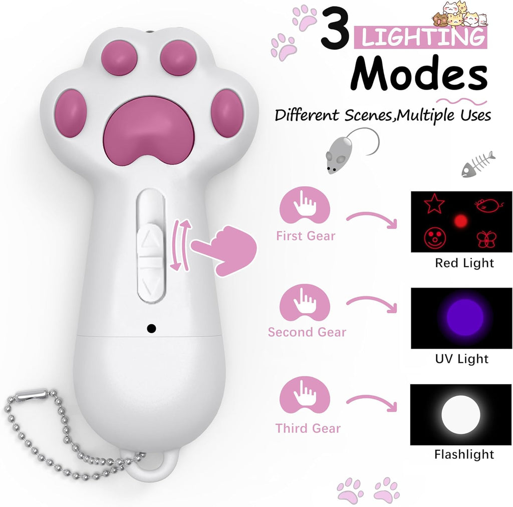 USB rechargeable pet laser pointer showing pink accents