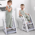 Primlect Potty Training Seat front view with step stool ladder over a western toilet.