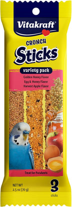 Vitakraft Crunch Sticks Variety Pack: Orange & Apricot Flavor, Egg & Honey Flavor, Sesame & Banana Flavor Treats for Parakeets, 2.4 oz - Image 9
