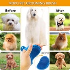 Overhead view of the durable ROPO pet grooming brush set for long and short haired pets.