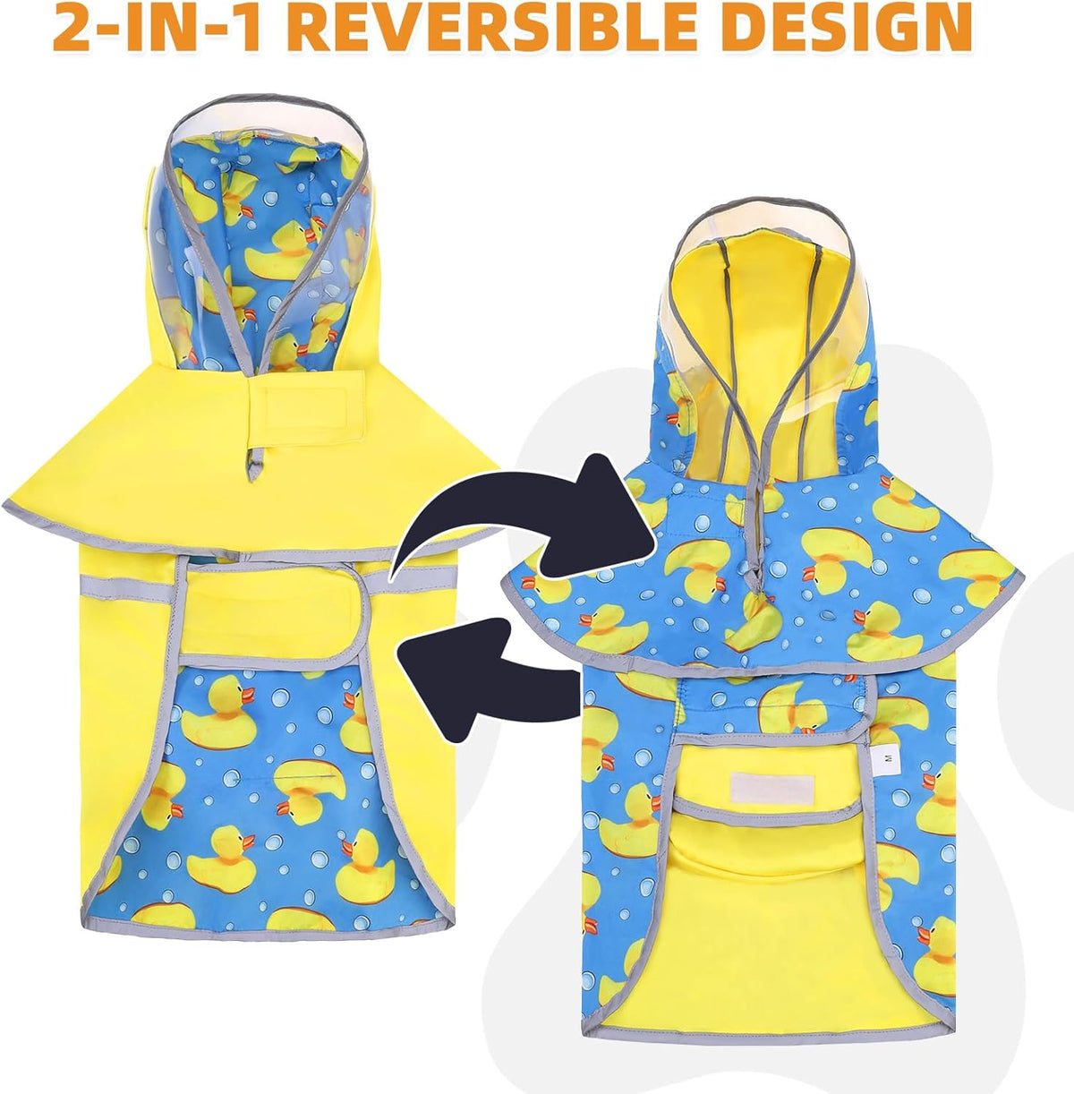 KOOLTAIL packable dog rain jacket folded inside storage pocket pouch
