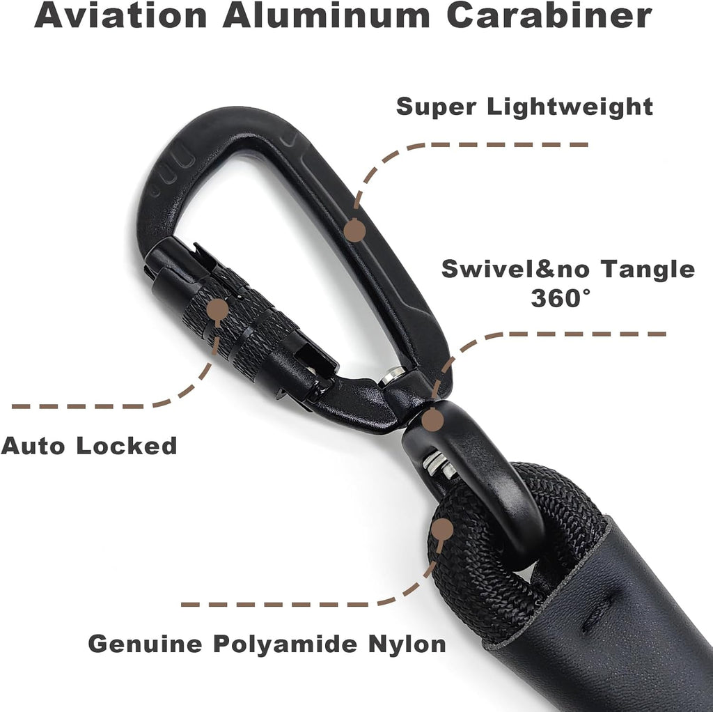 Close up of Morxil auto locking aviation aluminum carabiner clip