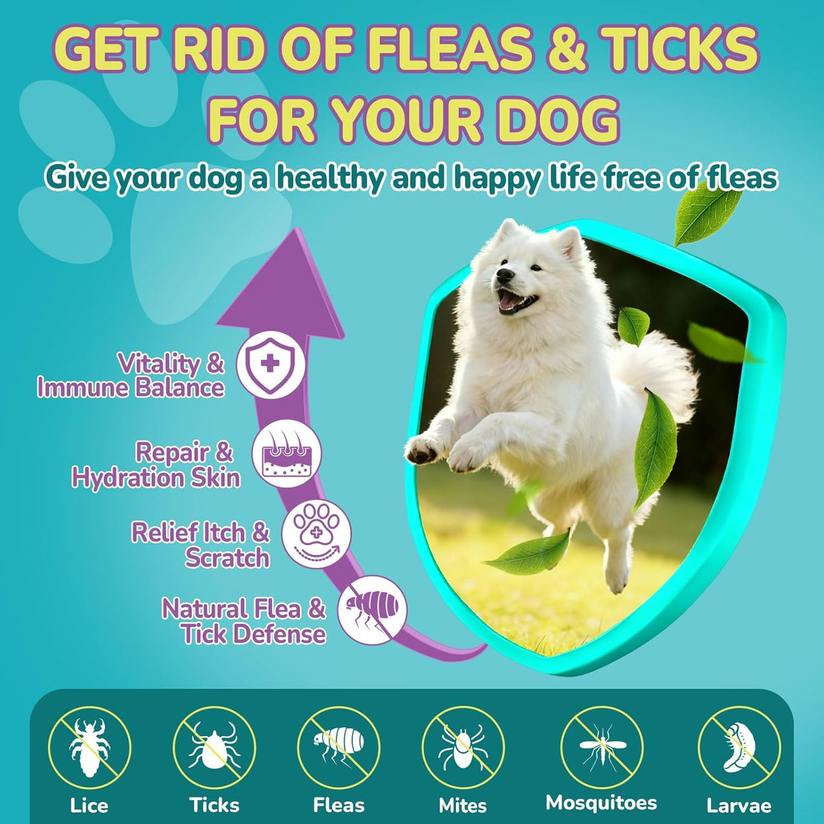 Woyamay flea and tick prevention for dogs daily soft treats packaging details