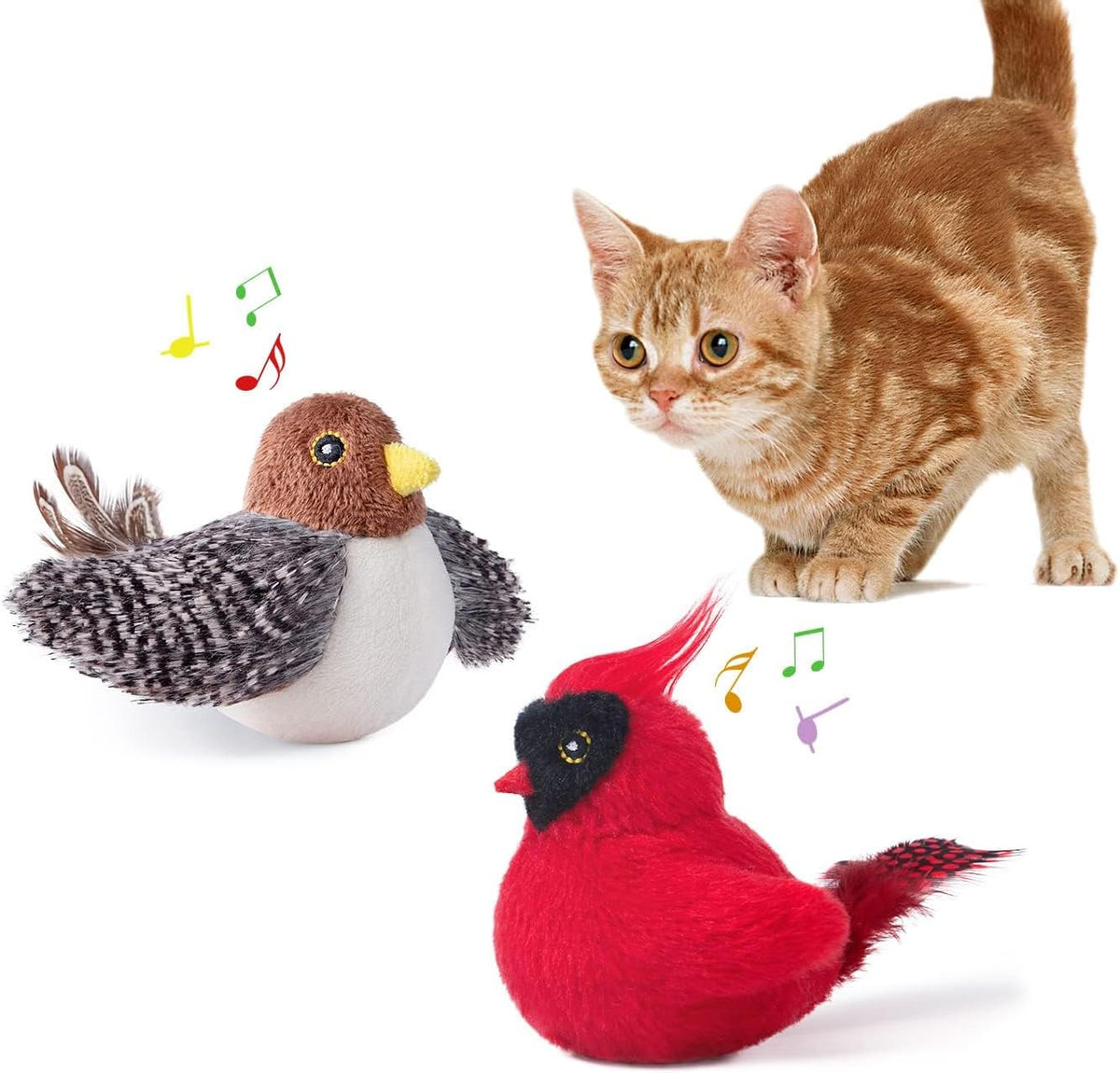Potaroma chirping bird cat toys set front view