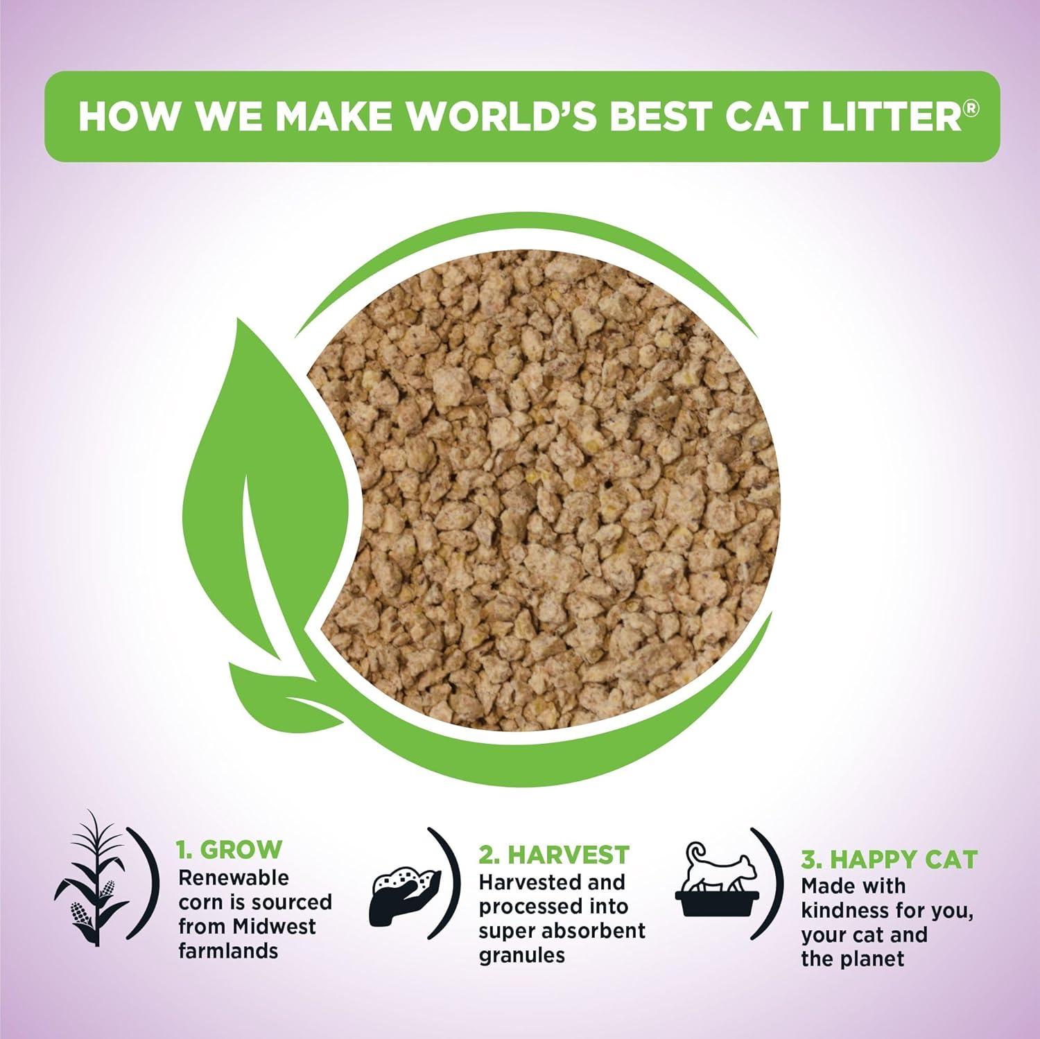 World's Best Cat Litter natural corn granules texture close up