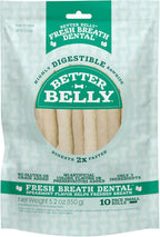 Better Belly ten pack small dental rolls showing dimensions and product shape