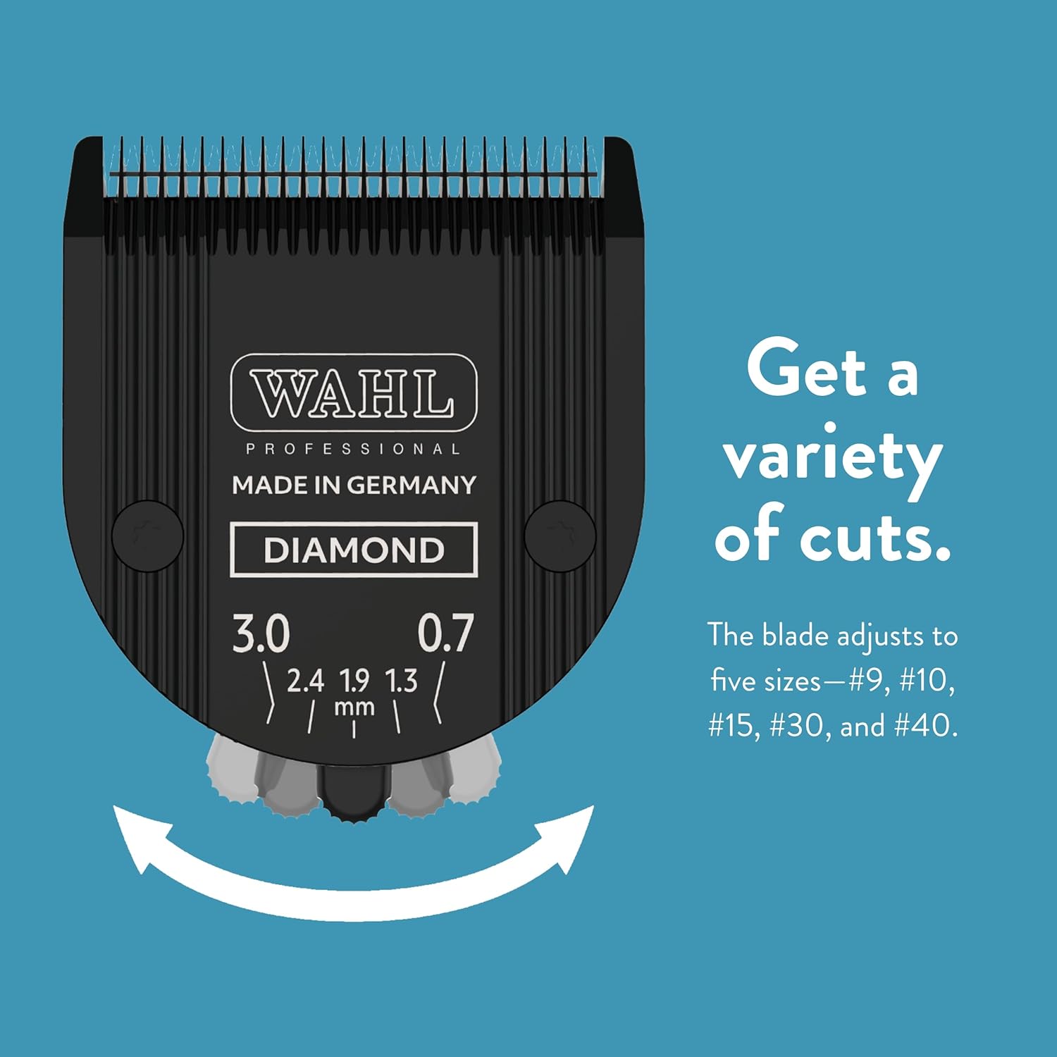 Wahl five style adjustable animal grooming blade sizes side profile