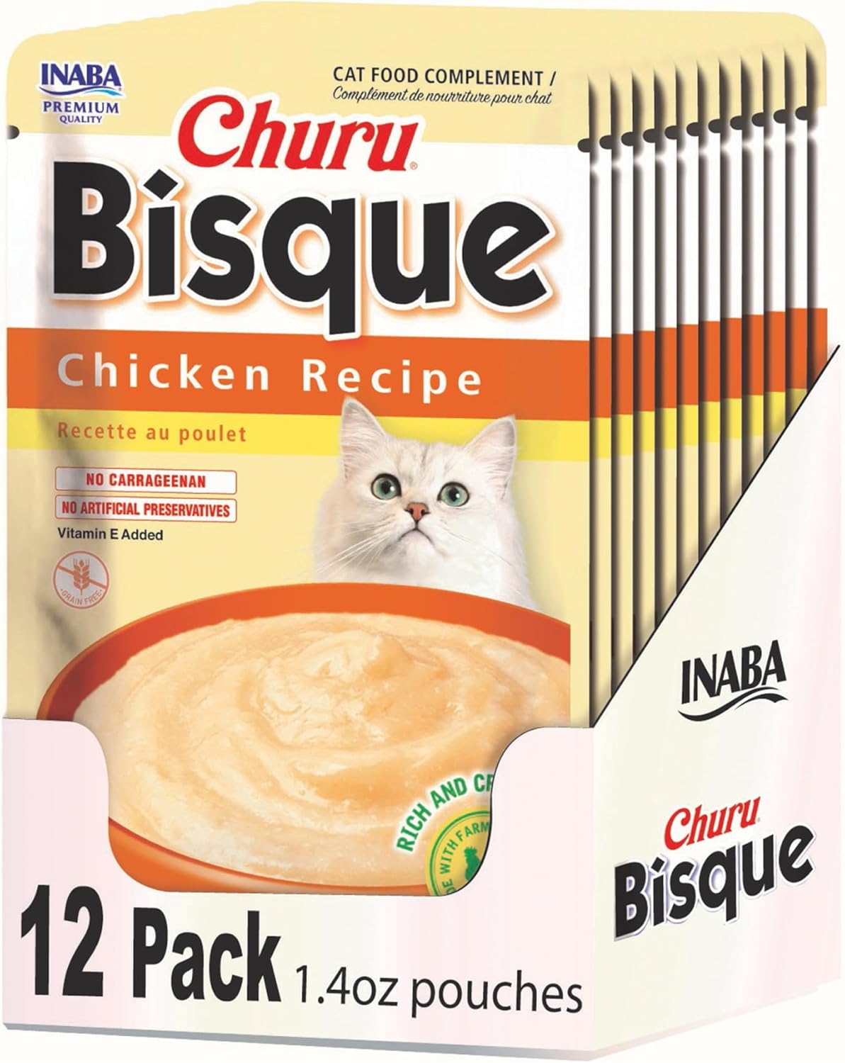 INABA Churu Bisque for Cats, Creamy Lickable Pure Side Dish with Vitamin E, 1.4 Ounces per Pouch, 12 Pouches, Tuna & Chicken Variety - Image 13