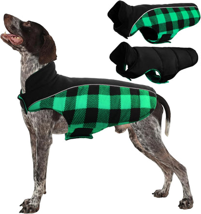 Kuoser Dog Winter Coat, Reversible Waterproof Dog Jacket with Reflective Strip, Warm Dogs Fleece Vest Adjustable Doggy Cold Weather Clothes Plaid Christmas Outfit Pet Apparel for Small Dogs, Black XS - Image 11