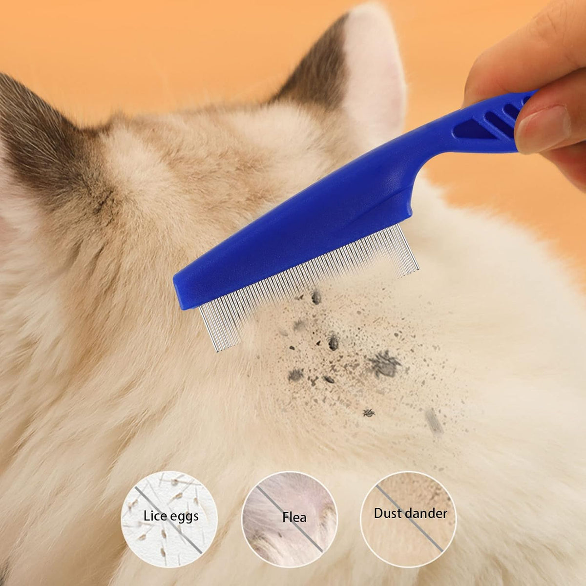 Ergonomic ABS handle detail on LoveBB flea comb