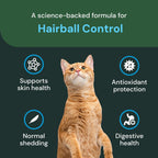 Chicken flavored hairball control supplement container for cats