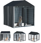 Full coverage protective cover for eight foot outdoor metal pet kennels