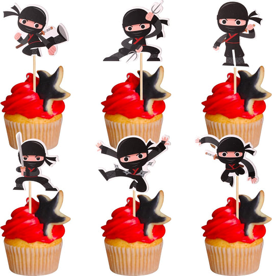 Zhuoweism ninja cupcake toppers front view of martial arts warrior designs
