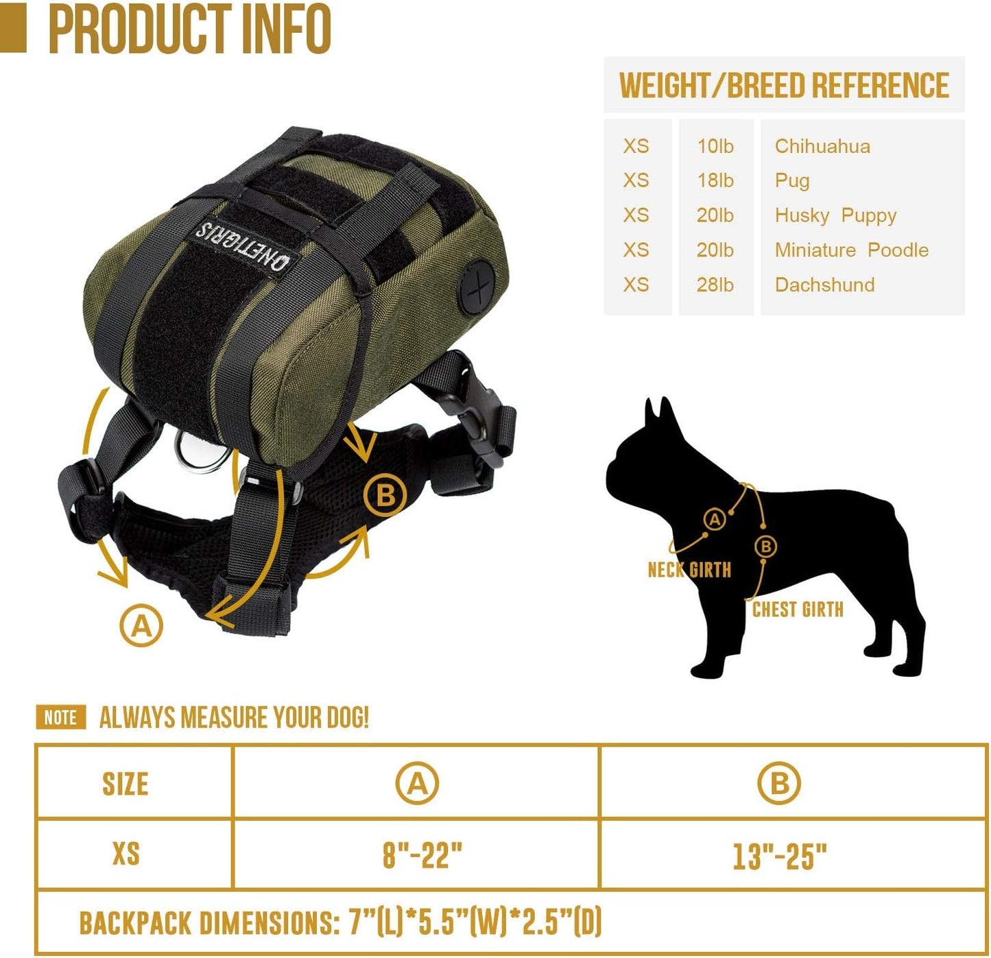 Top view of the extra small dog saddlebag showing the stainless steel leash attachment D-ring