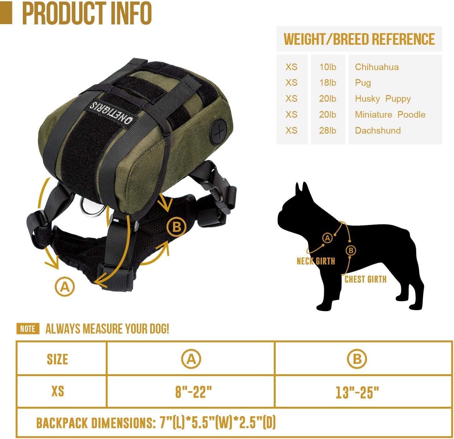 Top view of the extra small dog saddlebag showing the stainless steel leash attachment D-ring
