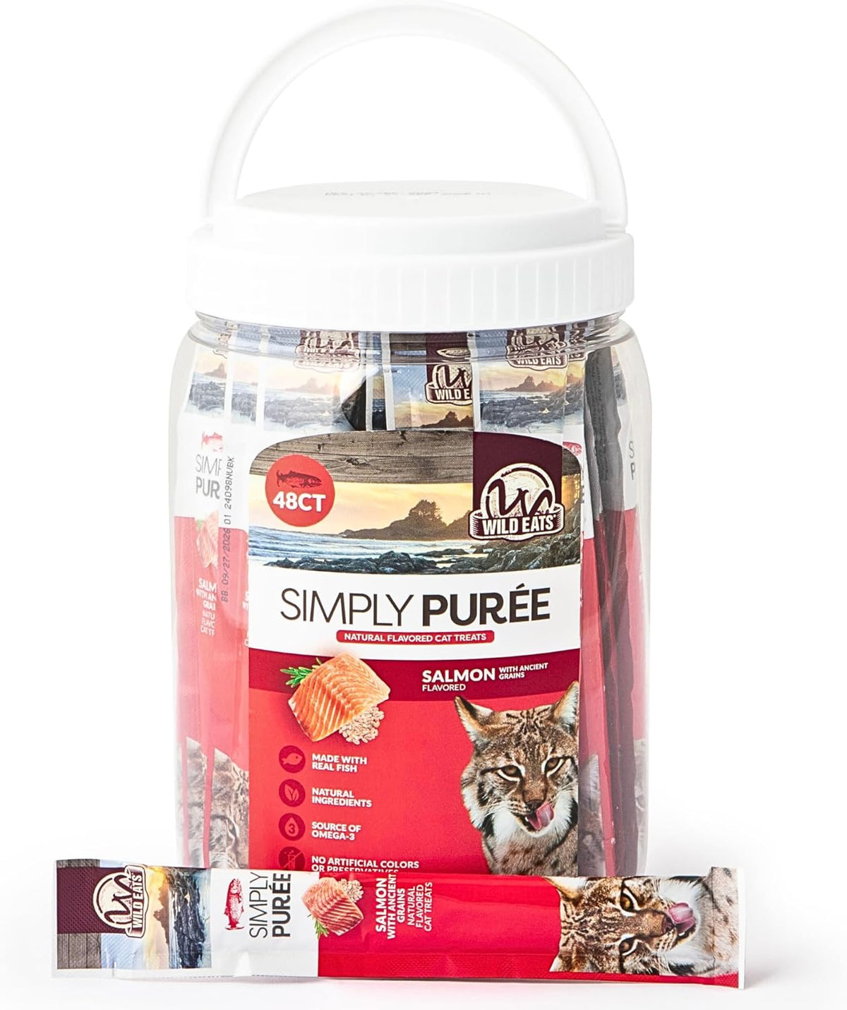 Wild Eats Simply Puree Variety Tub for Cats | 48 Individual Servings of All-Natural, High-Protein Puree Treats | Includes Multiple Flavors | Grain-Free, No Artificial Additives, Smooth Texture - Image 9