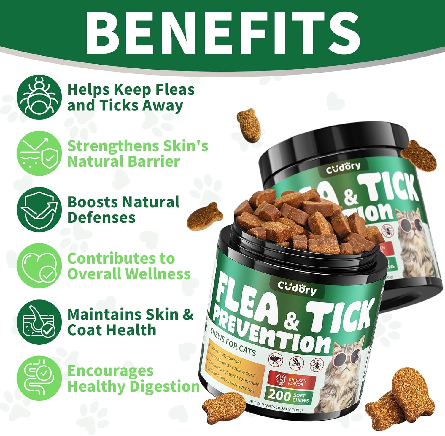 USA imported natural flea and tick prevention for cats supplement