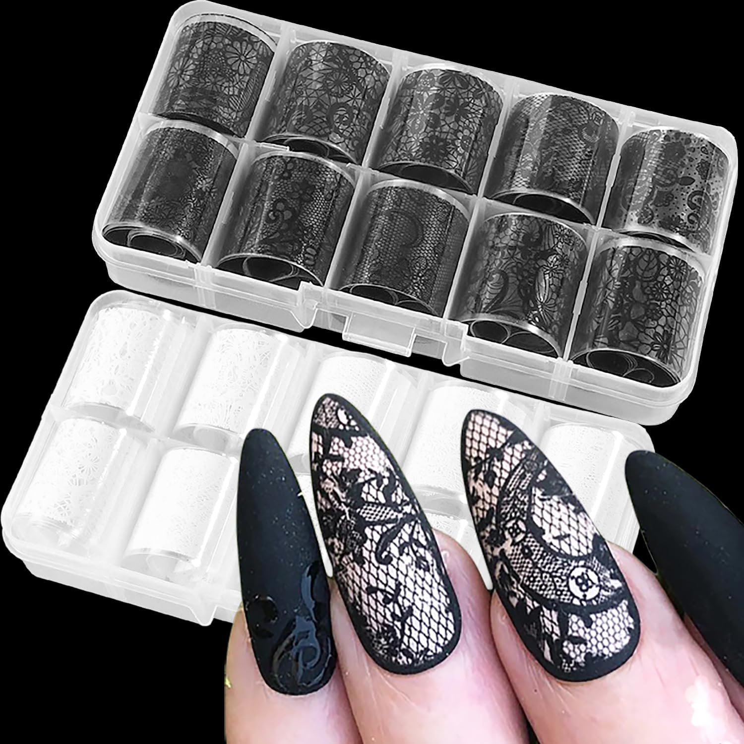 Silpecwee 20 rolls lace nail foil set front view