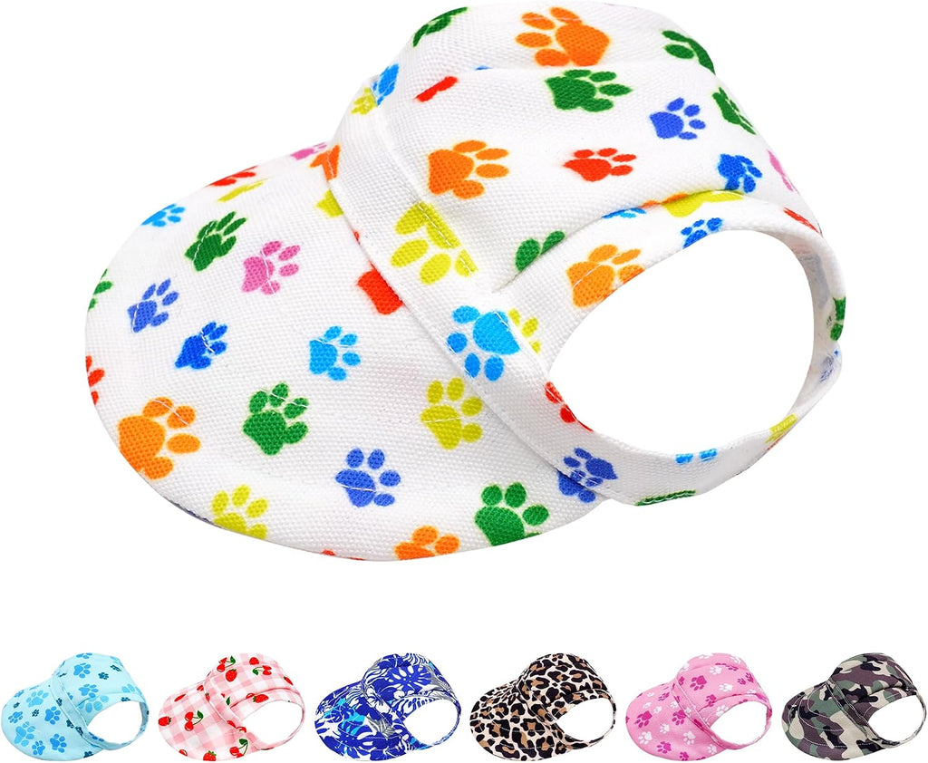 PET SHOW Paw Print Dog Baseball Cap Dog Visors for Small Doggy Cats Summer Waterproof Pet Sun Hats with Ear Holes Adjustable Drawstring Girl Puppy Hat -Pink/XXS - Image 13