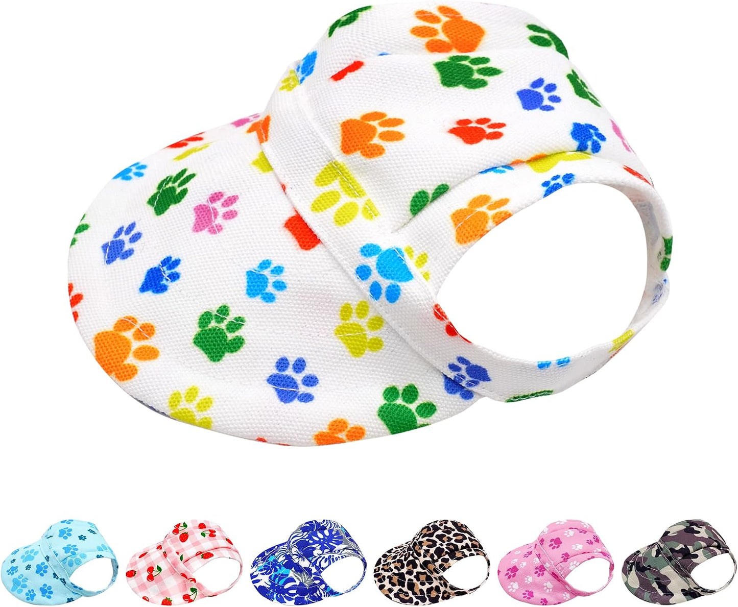 PET SHOW Paw Print Dog Baseball Cap Dog Visors for Small Doggy Cats Summer Waterproof Pet Sun Hats with Ear Holes Adjustable Drawstring Girl Puppy Hat -Pink/XXS - Image 13