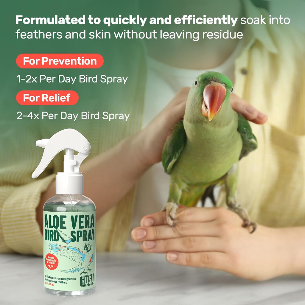 Convenient pump spray nozzle detail on Samorillo 251 Milliliters bird care bottle.
