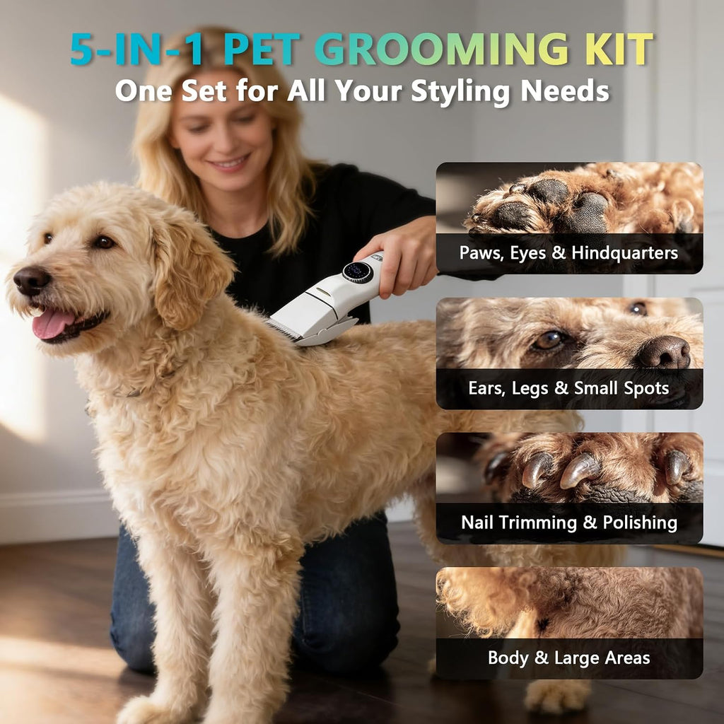 KAVUNION pet shaver showing the 11-speed rotary knob control close-up