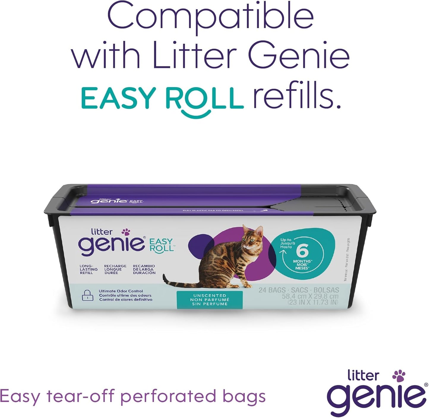 Litter Genie Easy Roll Cat Litter Disposal Pail | Odour Control, Refill Bags & Scoop - Image 9