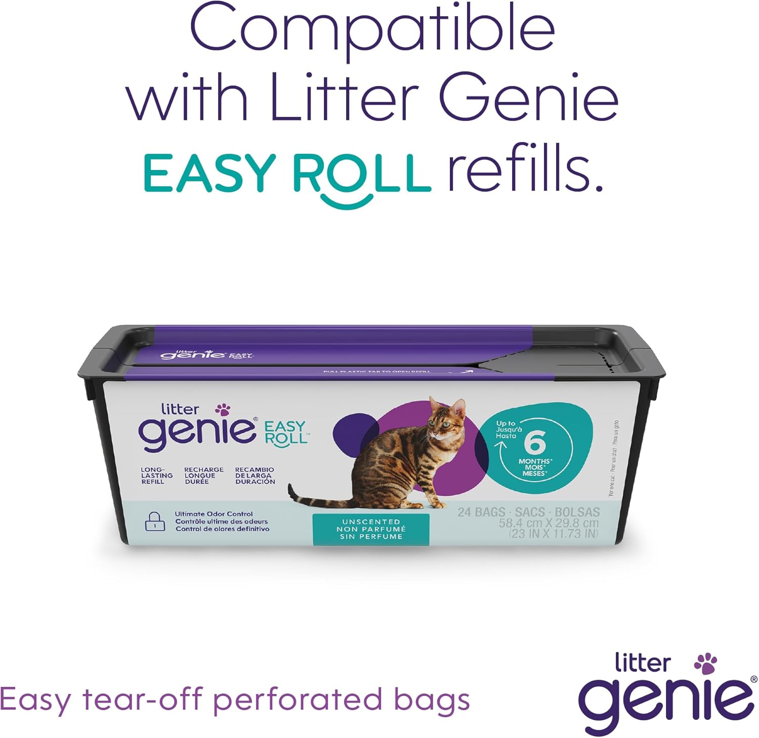 Litter Genie Easy Roll Cat Litter Disposal Pail | Odour Control, Refill Bags & Scoop - Image 9