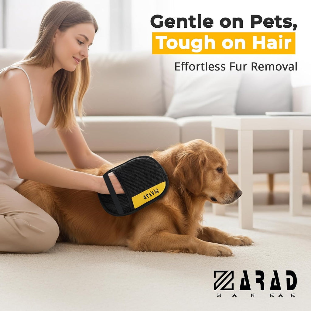 ZARAD washable pet hair cleaner glove being rinsed under water