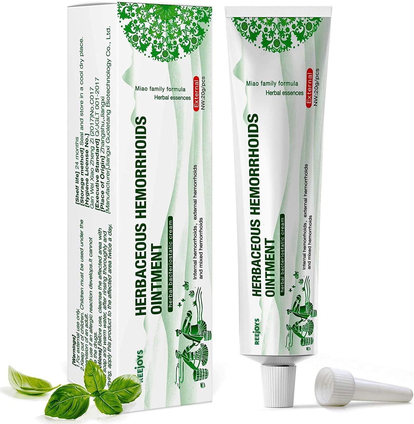 Reejoys Hemorrhoid Cream treatment tube front view for fast piles relief.