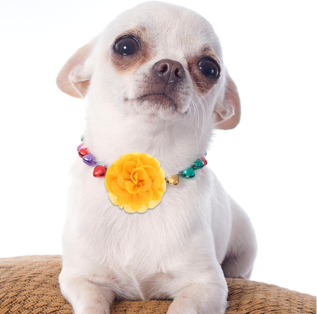An array of hand-sewn eight centimeter InnoHHustle floral collar accessories for cats and puppies.