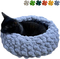 Urnat premium handwoven cat nest bed in grayish blue front view