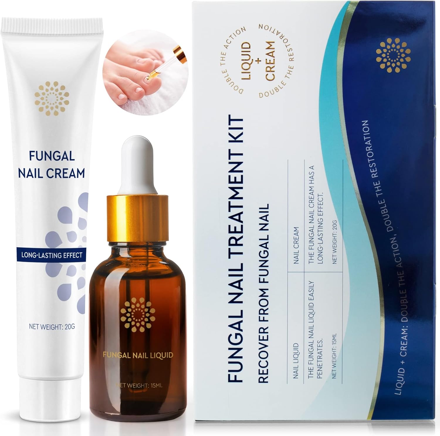 Natural Vine Toenail Fungus Treatment Extra Strength front view of liquid and cream kit