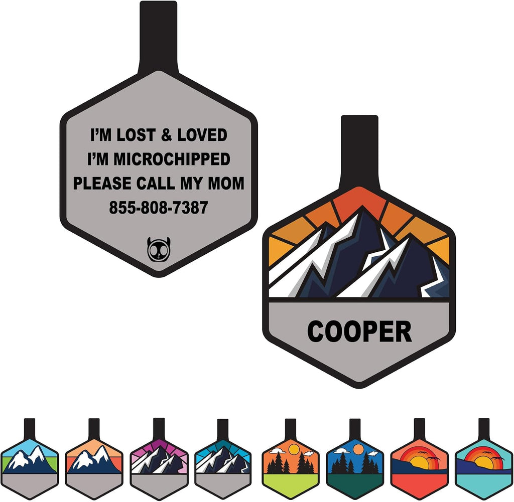 Silent Dog Tag Personalized with 5 Lines of Custom Deep Engraved Durable Soundless Silicone Pet ID Name Tag Hexagon Forest Night - Image 10