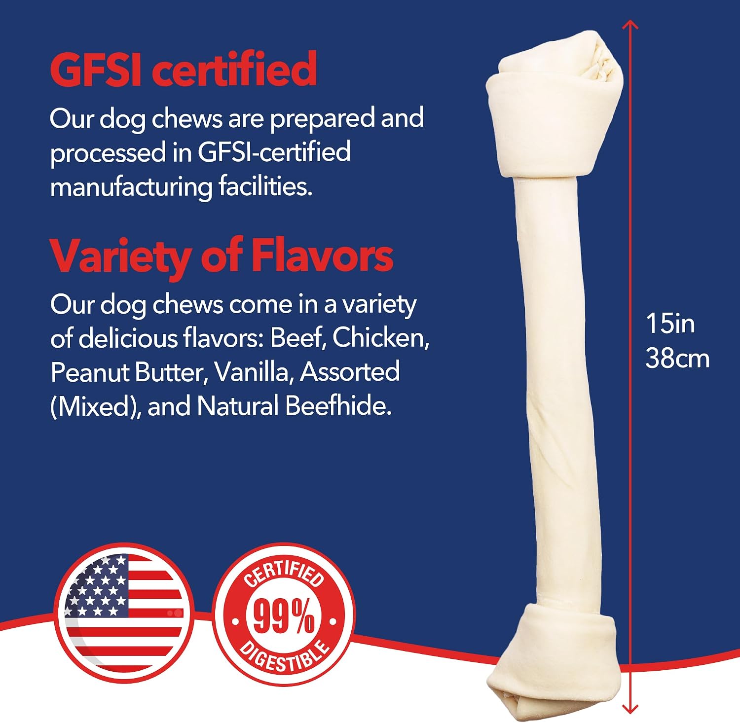 Highly digestible 99 percent premium beefhide dog treat bone for tartar control