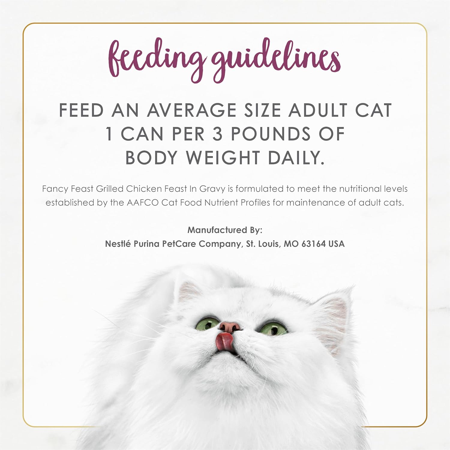 Purina Fancy Feast wet cat food serving suggestion