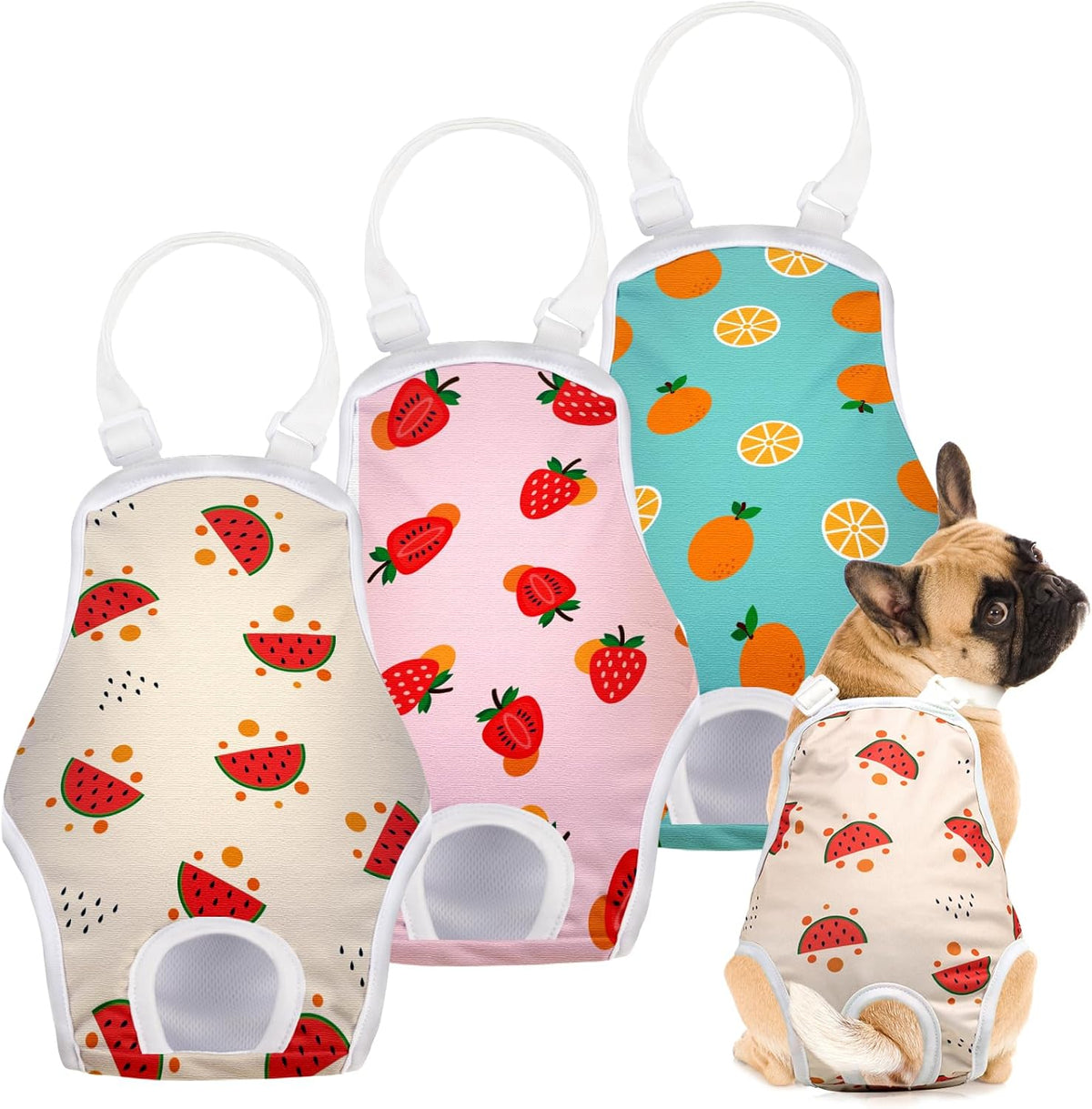 Jollywoods 3 Pack Washable Female Dog Diaper Onesie Sanitary Pantie with Adjustable Suspender, Reusable Fixed Doggie Diapers, Super Absorbent Leakproof for Small Medium Large Dog in Heat Cycle M - Image 10