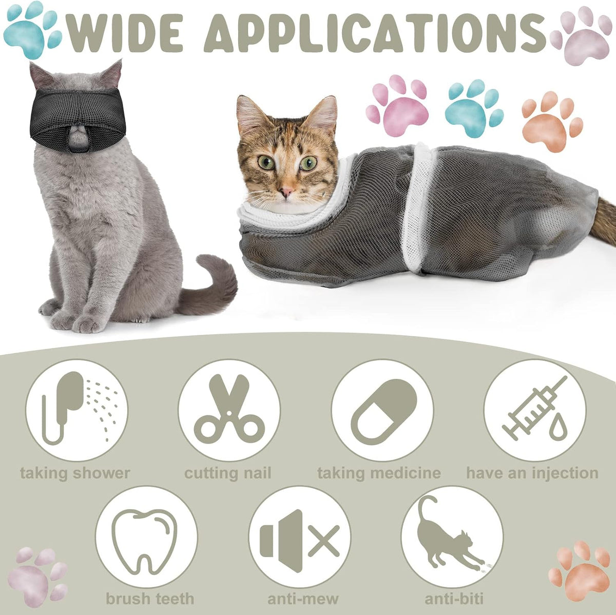 Kritkin pet massage bathing brush and stainless steel comb details.