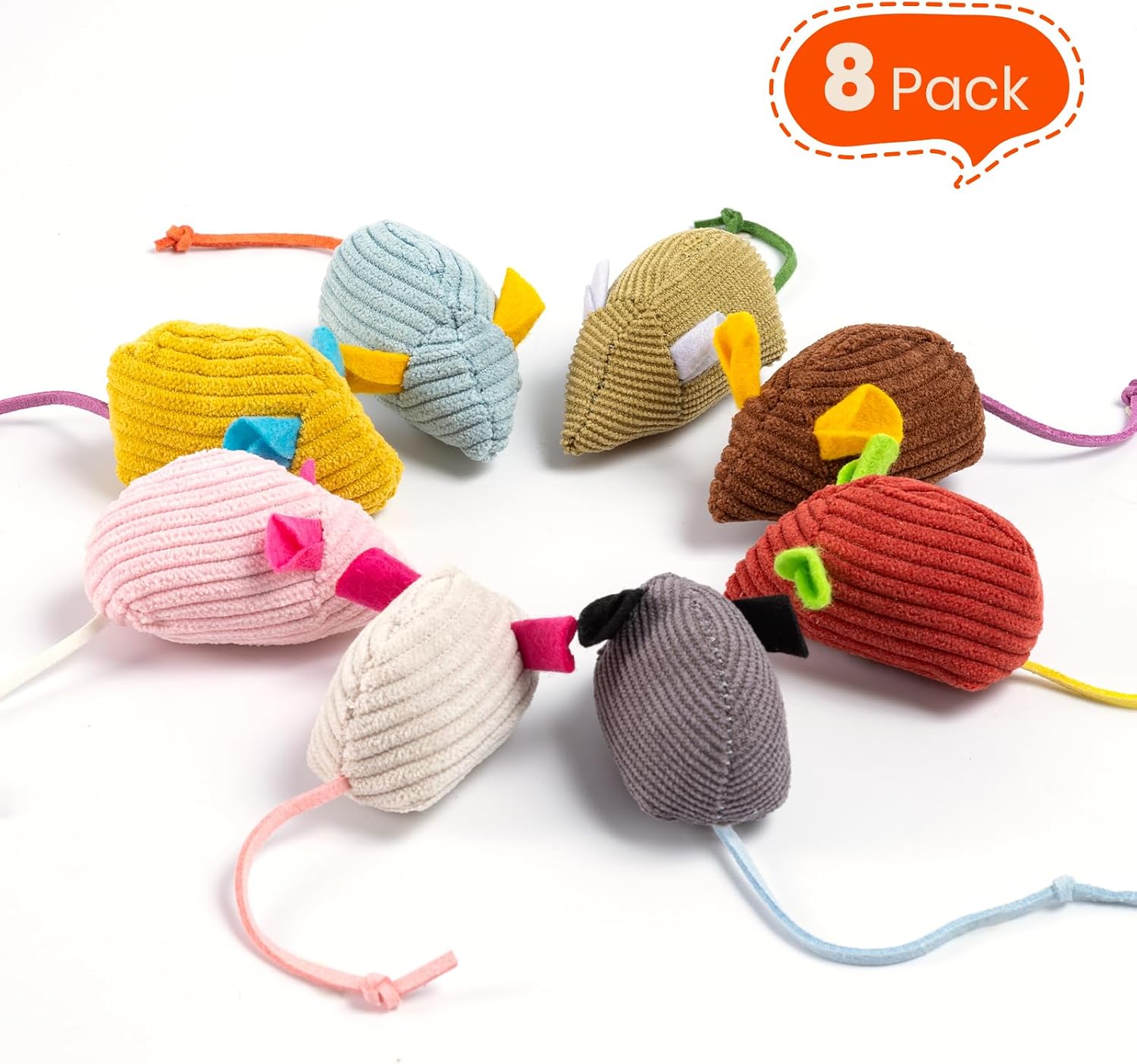 KesterlsShopping catnip filled checkered fabric mouse toy set for teeth cleaning.